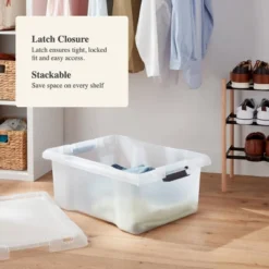 Medium Frosted Latching Storage Box - Brightroom™: Stackable Polypropylene Tote With Lid, 48L Capacity 9 Medium Frosted Latching Storage Box - Brightroom™: Stackable Polypropylene Tote With Lid, 48L Capacity -Green house GUEST 047ac601 171c 446f 97bf 888ae2d54712