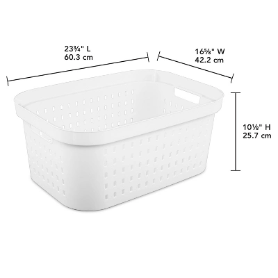 1.5bu Rectangle Modern Laundry Basket - Brightroom™: White Plastic Clothes Basket With Built-In Handles, Medium Size 6 1.5bu Rectangle Modern Laundry Basket - Brightroom™: White Plastic Clothes Basket With Built-In Handles, Medium Size - Image 4