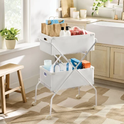 2 Tier Collapsible Cart With Bins - Brightroom™ 3 2 Tier Collapsible Cart With Bins - Brightroom™