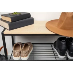 3 Tier Shoe Rack Black Metal With Natural Wood - Brightroom™ 18 3 Tier Shoe Rack Black Metal With Natural Wood - Brightroom™ -Green house GUEST 25c02cd7 83d7 43ab b1c5 e81b1f1b8427