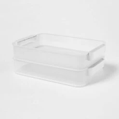 Click In Place 6.7qt Clear Shallow Plastic Storage Bin With White Latch For Home And Office Organization - Brightroom™ -Green house GUEST 26e19bcd f9a2 4375 87c1 9d243f92c9d4