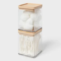 Extra Small Clear Canister With Bamboo Lid 2pk - Brightroom™ 7 Extra Small Clear Canister With Bamboo Lid 2pk - Brightroom™ -Green house GUEST 29c43741 9f61 4a61 97ff cdce5bf96f80