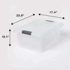 Medium Frosted Latching Storage Box - Brightroom™: Stackable Polypropylene Tote With Lid, 48L Capacity 11 Medium Frosted Latching Storage Box - Brightroom™: Stackable Polypropylene Tote With Lid, 48L Capacity -Green house GUEST 31645692 b442 466a 830f 80177189691a