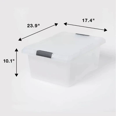 Medium Frosted Latching Storage Box - Brightroom™: Stackable Polypropylene Tote With Lid, 48L Capacity 7 Medium Frosted Latching Storage Box - Brightroom™: Stackable Polypropylene Tote With Lid, 48L Capacity - Image 5