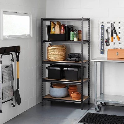 36"x72"x18" 5 Tier Heavy Duty Boltless Steel Shelving Unit - Brightroom™: Universal Storage, Garage Shelves, Black 3 36"x72"x18" 5 Tier Heavy Duty Boltless Steel Shelving Unit - Brightroom™: Universal Storage, Garage Shelves, Black