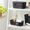 Narrow Small Decorative Plastic Bin Black - Brightroom™: Modern Rectangle, 3.2 Volume, Cut-Out Handles -Green house GUEST 44024ce8 96d5 4ca0 9ed2 4586f0ceea78