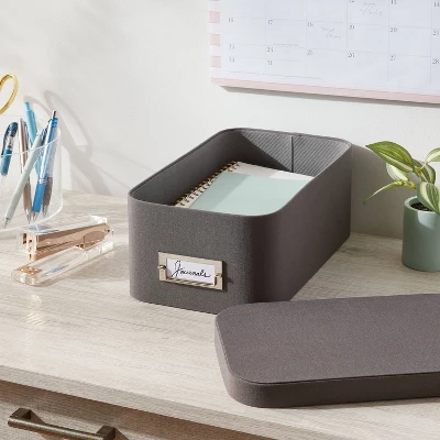 Small Decorative Fabric Box Charcoal - Brightroom™: Rectangle, Paper & Polyester, 5" H X 13" D X 7.5" W, Spot Clean 3 Small Decorative Fabric Box Charcoal - Brightroom™: Rectangle, Paper & Polyester, 5" H X 13" D X 7.5" W, Spot Clean