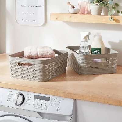 2pk Wave Medium Decorative Basket Gray - Brightroom™ 3 2pk Wave Medium Decorative Basket Gray - Brightroom™