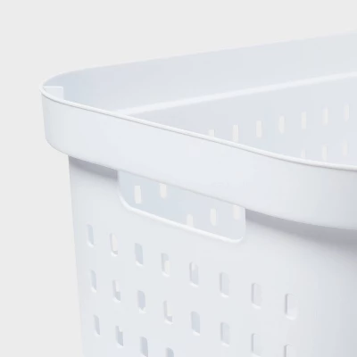 1.5bu Rectangle Modern Laundry Basket - Brightroom™: White Plastic Clothes Basket With Built-In Handles, Medium Size 4 1.5bu Rectangle Modern Laundry Basket - Brightroom™: White Plastic Clothes Basket With Built-In Handles, Medium Size - Image 2