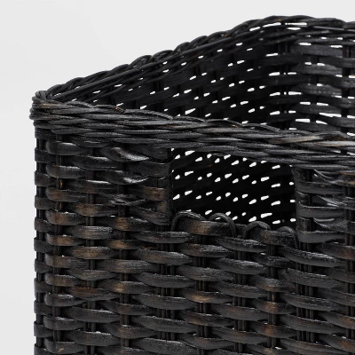 Large Woven Rattan Folio Bin Black Washed - Brightroom™: Rectangle Decorative Basket, 11" H X 14.25" W X 13" D 4 Large Woven Rattan Folio Bin Black Washed - Brightroom™: Rectangle Decorative Basket, 11" H X 14.25" W X 13" D - Image 2
