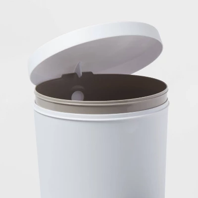 1.6gal Round Step Trash Can - Brightroom™: Compact Pedal-Operated Lid, Small Bathroom Bin, Textured White Finish 4 1.6gal Round Step Trash Can - Brightroom™: Compact Pedal-Operated Lid, Small Bathroom Bin, Textured White Finish - Image 2