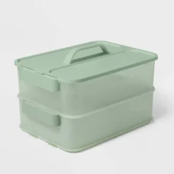 Click In Place 10qt Plastic Storage Bin For Home And Office Organization Green Tint - Brightroom™​ -Green house GUEST 6c756ada ee75 4ac0 b6d2 f141471256a7