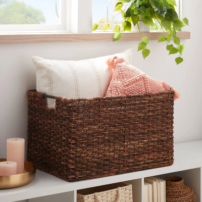 XL Woven Abaca Basket - Brightroom™: Handwoven Storage, Lacquered Finish, Rectangle Floor Crate, 22"x15"x13" 3 XL Woven Abaca Basket - Brightroom™: Handwoven Storage, Lacquered Finish, Rectangle Floor Crate, 22"x15"x13"