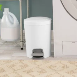 1.6gal Round Step Trash Can - Brightroom™: Compact Pedal-Operated Lid, Small Bathroom Bin, Textured White Finish 15 1.6gal Round Step Trash Can - Brightroom™: Compact Pedal-Operated Lid, Small Bathroom Bin, Textured White Finish -Green house GUEST 6f979a69 a398 4b73 b4bc a8b6b2d574d1
