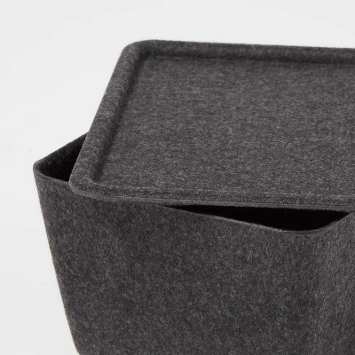 Lidded Felt With Lid Charcoal - Brightroom™: Rectangle Storage Basket, 20% Recycled Polyester, 8.25"x6.25"x4.125" 4 Lidded Felt With Lid Charcoal - Brightroom™: Rectangle Storage Basket, 20% Recycled Polyester, 8.25"x6.25"x4.125" - Image 2