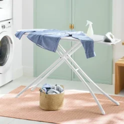 Wide Ironing Board White Metal With Creamy Chai Cover And Iron Rest - Brightroom™
