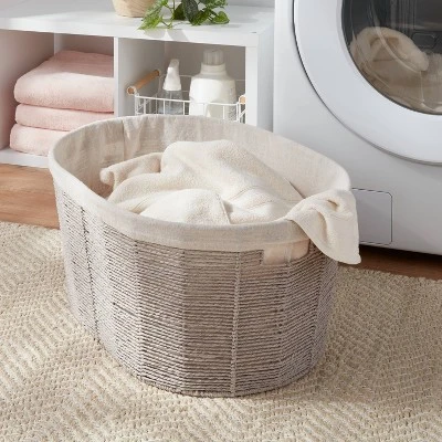 Twisted Paper Rope Oval Laundry Basket - Brightroom™: Gray, Removable Liner, 252 Volume, 2 Handles 3 Twisted Paper Rope Oval Laundry Basket - Brightroom™: Gray, Removable Liner, 252 Volume, 2 Handles