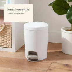 1.6gal Round Step Trash Can - Brightroom™: Compact Pedal-Operated Lid, Small Bathroom Bin, Textured White Finish 14 1.6gal Round Step Trash Can - Brightroom™: Compact Pedal-Operated Lid, Small Bathroom Bin, Textured White Finish -Green house GUEST 850a833e 1d8d 464a 91d2 fa4392e66116