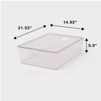 26L Stacking Clear Bin With Lid - Brightroom™: Plastic, Stackable, Universal Storage, 21.53" X 14.92" X 5.9" 6 26L Stacking Clear Bin With Lid - Brightroom™: Plastic, Stackable, Universal Storage, 21.53" X 14.92" X 5.9" - Image 4