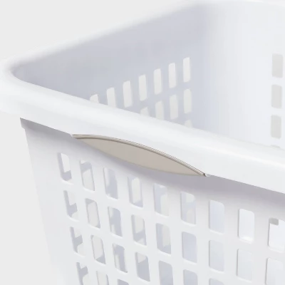 1.5bu Plastic Square Laundry Basket - Brightroom™: Medium White Clothes Hamper With Built-In Handles, Portable Storage 4 1.5bu Plastic Square Laundry Basket - Brightroom™: Medium White Clothes Hamper With Built-In Handles, Portable Storage - Image 2