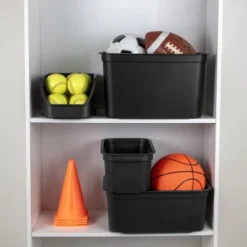 26.2qt Heavy Duty Storage Bin - Brightroom™: Black Plastic, Stackable & Portable, Universal Storage Solution -Green house GUEST 90c68d42 d8ac 4549 9130 753707e120e0