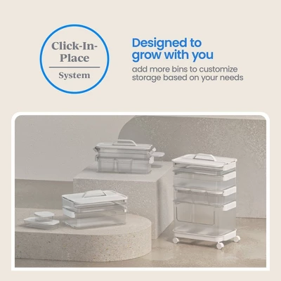 Click In Place Slim Lid With Handle For Plastic Storage Bins Home And Office Organization White- Brightroom™ 6 Click In Place Slim Lid With Handle For Plastic Storage Bins Home And Office Organization White- Brightroom™ - Image 4