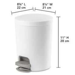 1.6gal Round Step Trash Can - Brightroom™: Compact Pedal-Operated Lid, Small Bathroom Bin, Textured White Finish 21 1.6gal Round Step Trash Can - Brightroom™: Compact Pedal-Operated Lid, Small Bathroom Bin, Textured White Finish -Green house GUEST a31ec134 a897 4672 95a9 73fe9fbbfe2d
