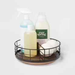 Divided Turntable Black Wire With Natural Wood - Brightroom™ -Green house GUEST aa83c3b1 19ba 41dd ba5d e1b86512a437