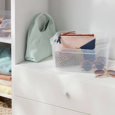 Large Open Front Storage Bin Clear - Brightroom™: Plastic, Portable, Nesting, Universal Storage, 14.5 Volume Capacity 3 Large Open Front Storage Bin Clear - Brightroom™: Plastic, Portable, Nesting, Universal Storage, 14.5 Volume Capacity