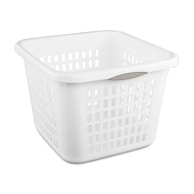 1.5bu Plastic Square Laundry Basket - Brightroom™: Medium White Clothes Hamper With Built-In Handles, Portable Storage 5 1.5bu Plastic Square Laundry Basket - Brightroom™: Medium White Clothes Hamper With Built-In Handles, Portable Storage - Image 3