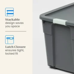 12gal Latching Storage Tote - Brightroom™: Stackable Gray Utility Bin With Lid, Portable Universal Organizer 10 12gal Latching Storage Tote - Brightroom™: Stackable Gray Utility Bin With Lid, Portable Universal Organizer -Green house GUEST c411b0b2 f708 4c68 acbb d6d0338906b3