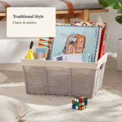 17" X 12" X 8" Large Woven Twisted Paper Rope Tapered Basket Gray - Brightroom™ 8 17" X 12" X 8" Large Woven Twisted Paper Rope Tapered Basket Gray - Brightroom™ -Green house GUEST c7571cc9 f898 4260 b342 26d81c859c6c