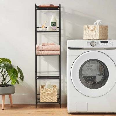 Folding 5 Shelf Narrow Black - Brightroom™ 3 Folding 5 Shelf Narrow Black - Brightroom™