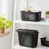 Narrow Medium Decorative Plastic Bin Black - Brightroom™: Modern Storage With Cut-Out Handles, 13" Cube Compatible 2 Narrow Medium Decorative Plastic Bin Black - Brightroom™: Modern Storage With Cut-Out Handles, 13" Cube Compatible -Green house GUEST dbd6dc19 4c56 43a3 8b4b 0e93ad3c2212