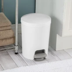 1.6gal Round Step Trash Can - Brightroom™: Compact Pedal-Operated Lid, Small Bathroom Bin, Textured White Finish 16 1.6gal Round Step Trash Can - Brightroom™: Compact Pedal-Operated Lid, Small Bathroom Bin, Textured White Finish -Green house GUEST e09e76a9 b58c 4631 806e 6d1eee45cda2
