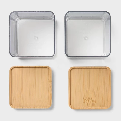 Extra Small Clear Canister With Bamboo Lid 2pk - Brightroom™ 4 Extra Small Clear Canister With Bamboo Lid 2pk - Brightroom™ - Image 2