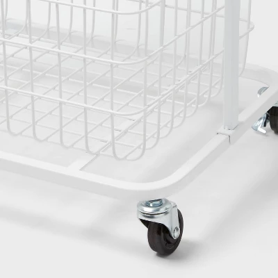 Wire Wood Basket Cart - White - Brightroom™ 4 Wire Wood Basket Cart - White - Brightroom™ - Image 2