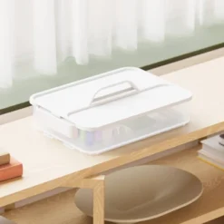 Click In Place 6.7qt Clear Shallow Plastic Storage Bin With White Latch For Home And Office Organization - Brightroom™ -Green house GUEST ffd88927 ddb5 48af 946a 3273e62a3092